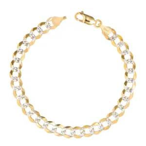 10K 3mm Diamond Cut Solid Curb Link Bracelet