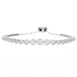 1.10ct 14k White Gold Diamond Bezel Bolo Bracelet