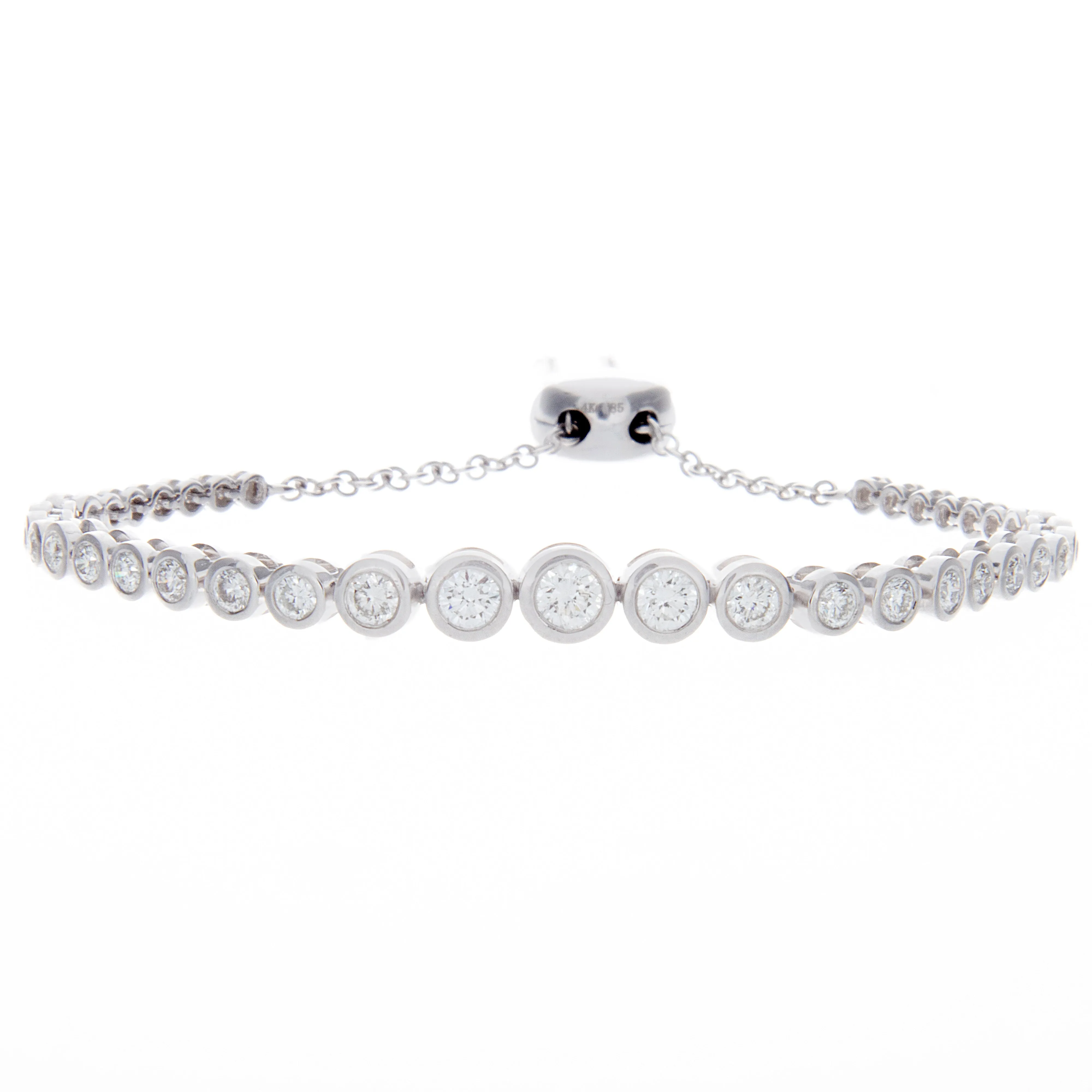 1.10ct 14k White Gold Diamond Bezel Bolo Bracelet