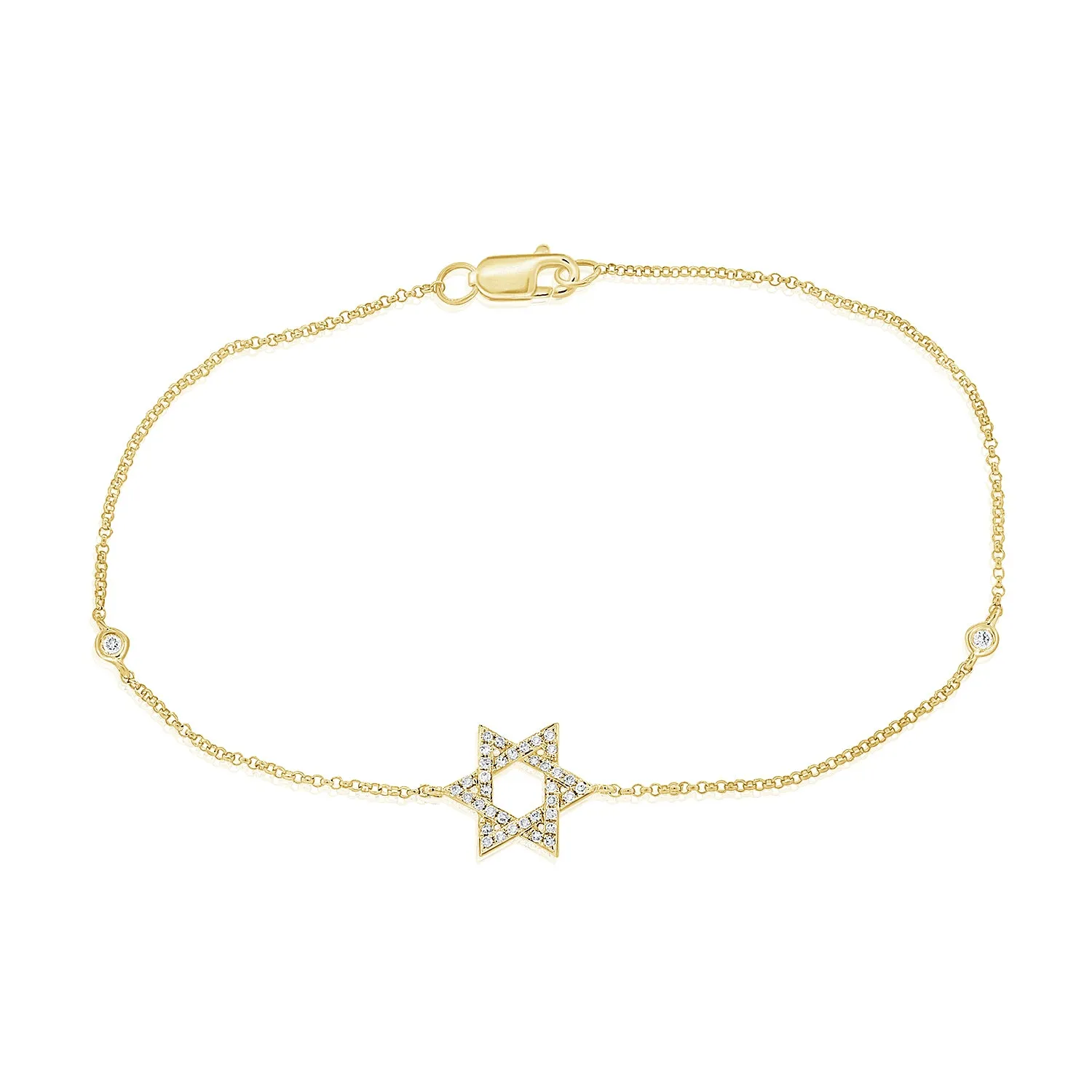 14k Yellow Gold Diamond Star of David Bracelet