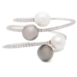 18k Diamond & Pearl Cuff Bracelet