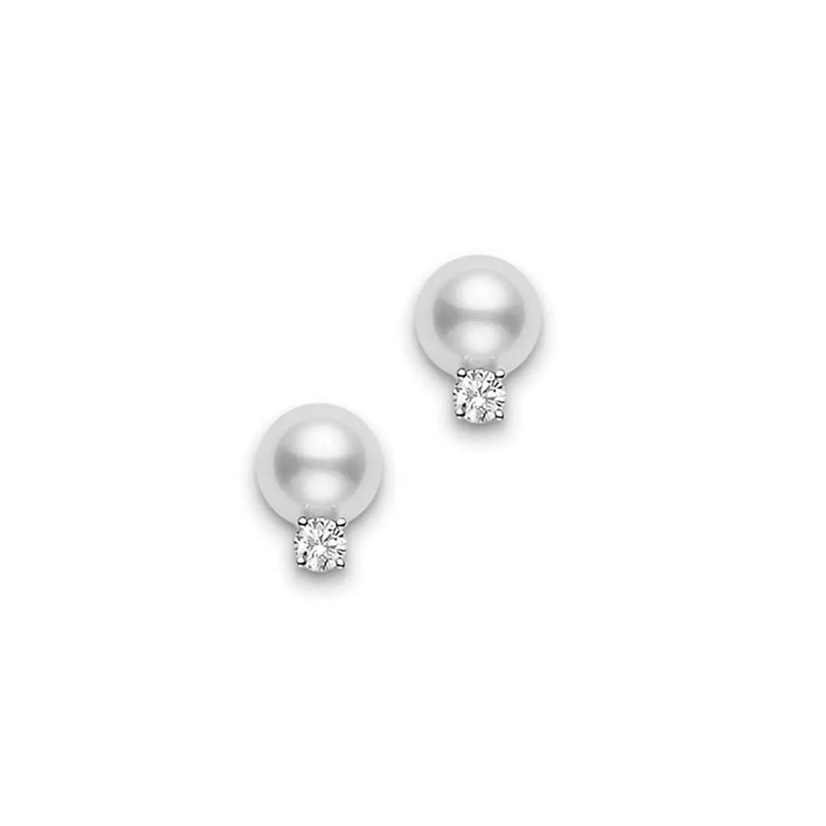 18K Gold Akoya Pearl & Diamond Stud Earrings