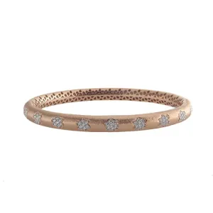 18k Rose Gold Diamond Flower Bangle