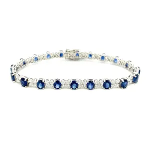 18k White Gold Diamond & Sapphire Bracelet