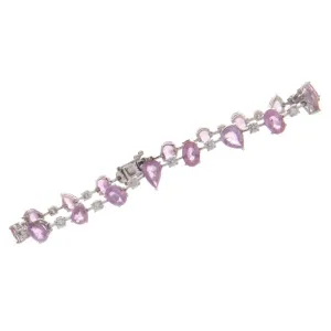 18k White Gold Pink & Blue Sapphire Bracelet