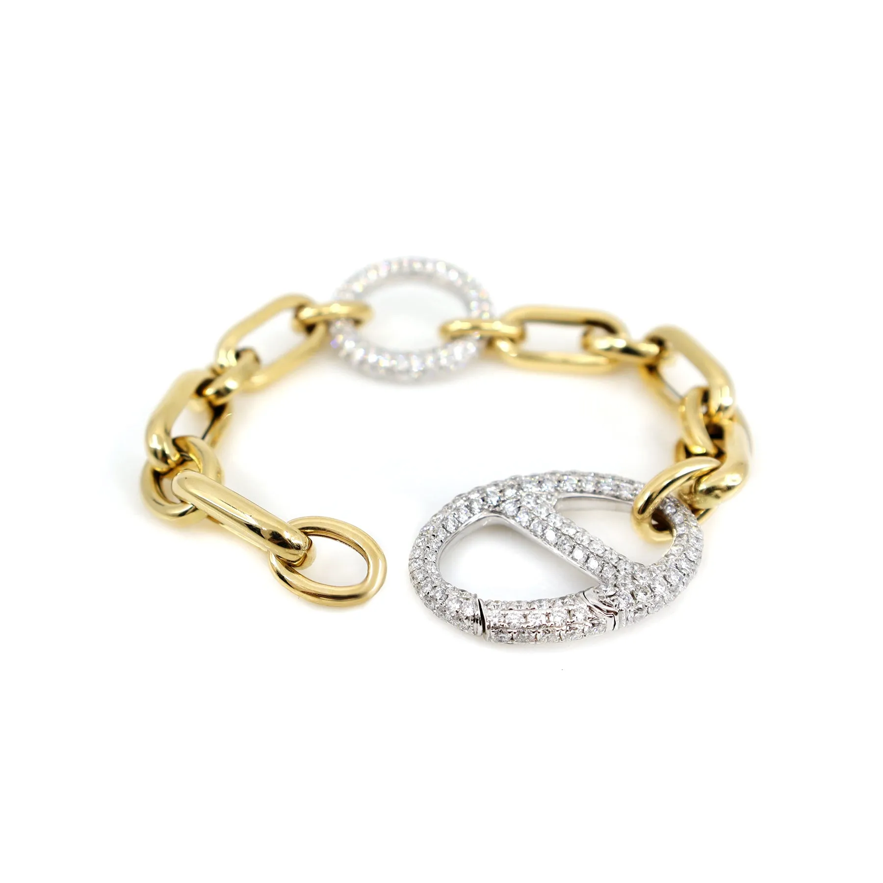 18K Yellow and White Gold Tdw 6.55ct Bracelet - 20734244
