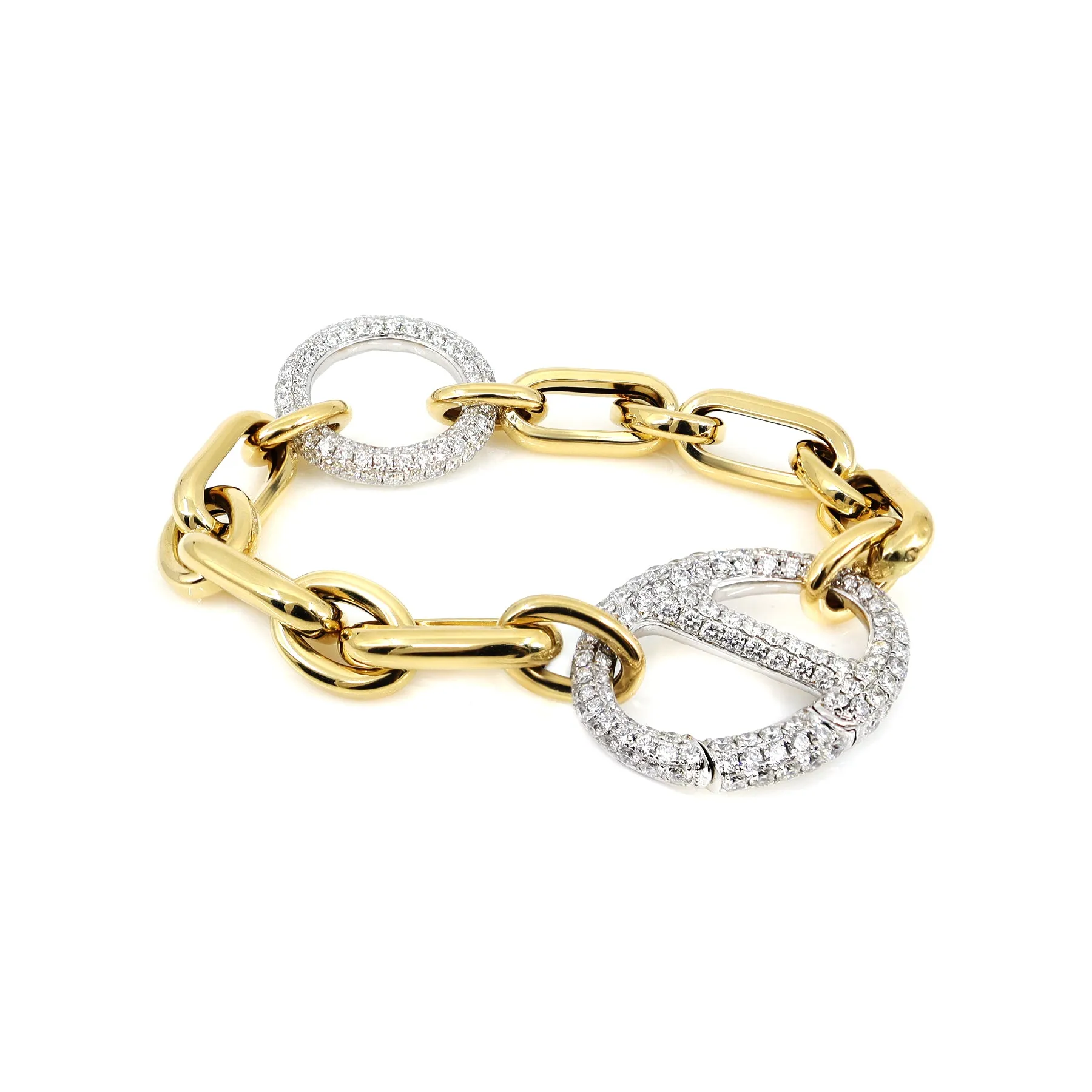 18K Yellow and White Gold Tdw 6.55ct Bracelet - 20734244