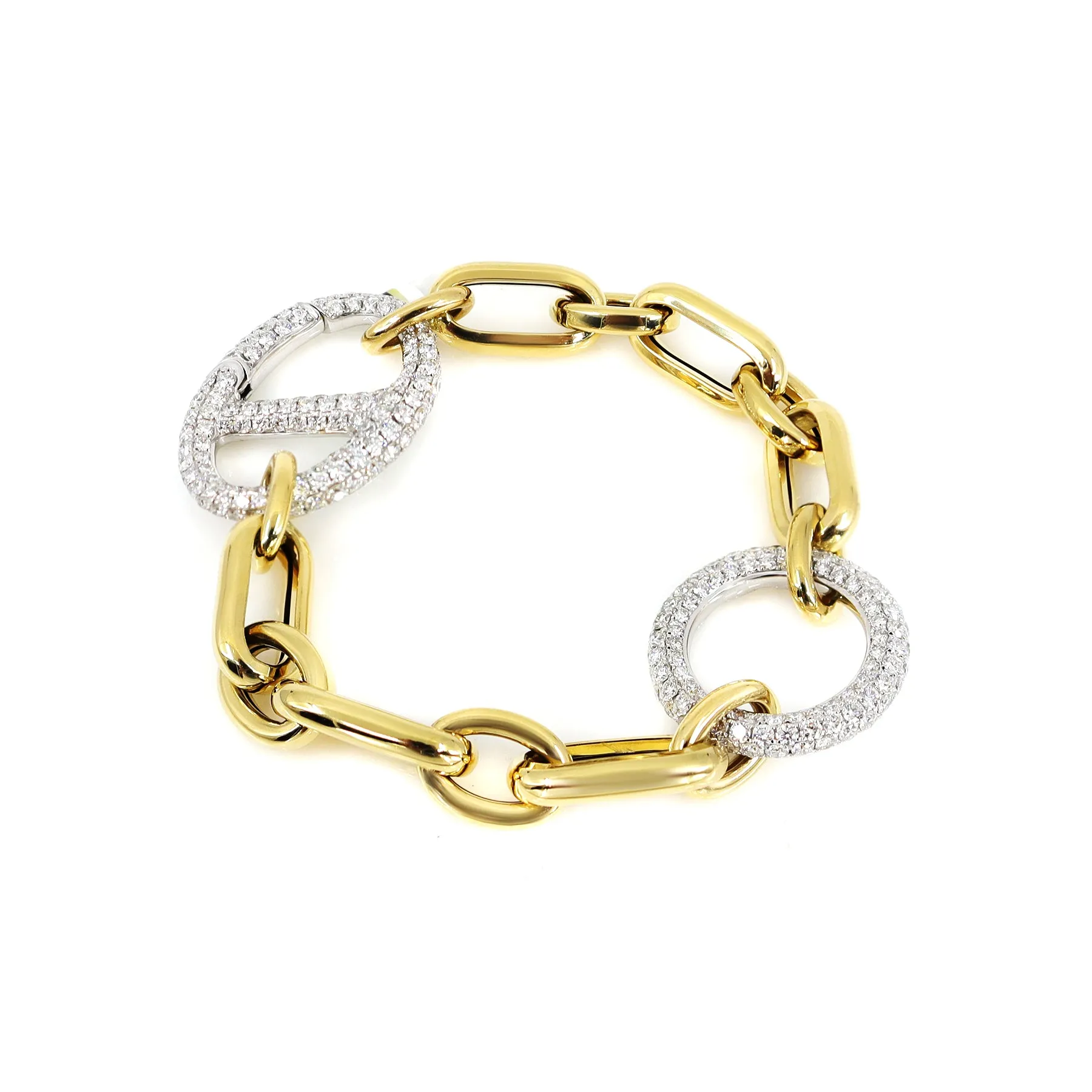 18K Yellow and White Gold Tdw 6.55ct Bracelet - 20734244