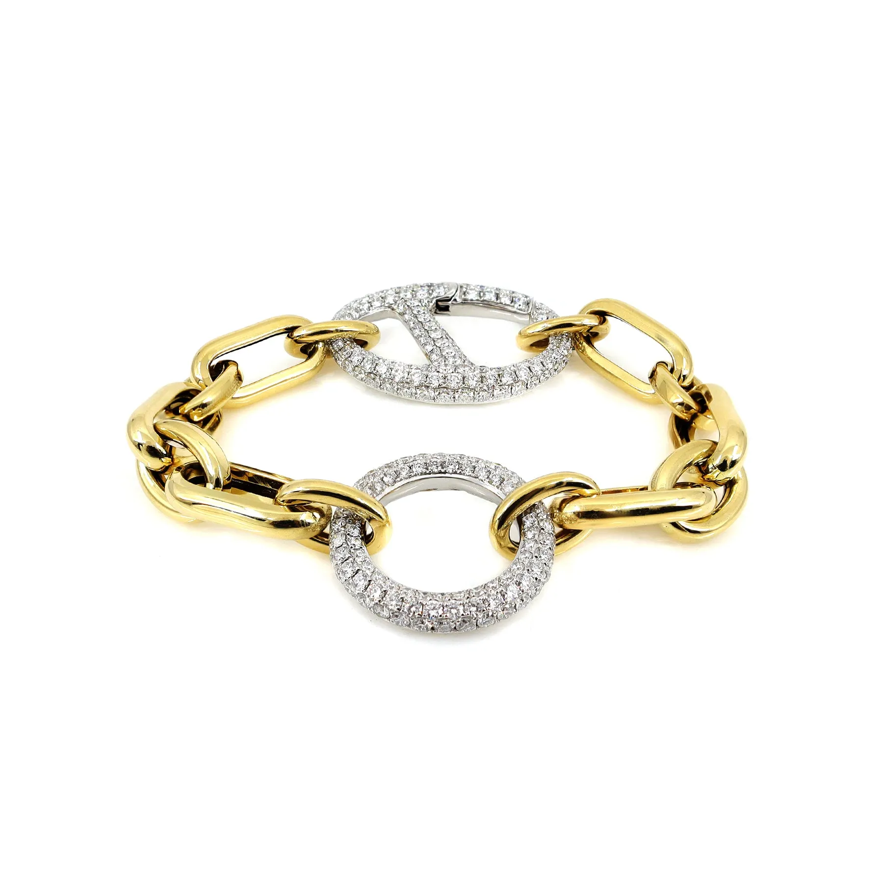18K Yellow and White Gold Tdw 6.55ct Bracelet - 20734244