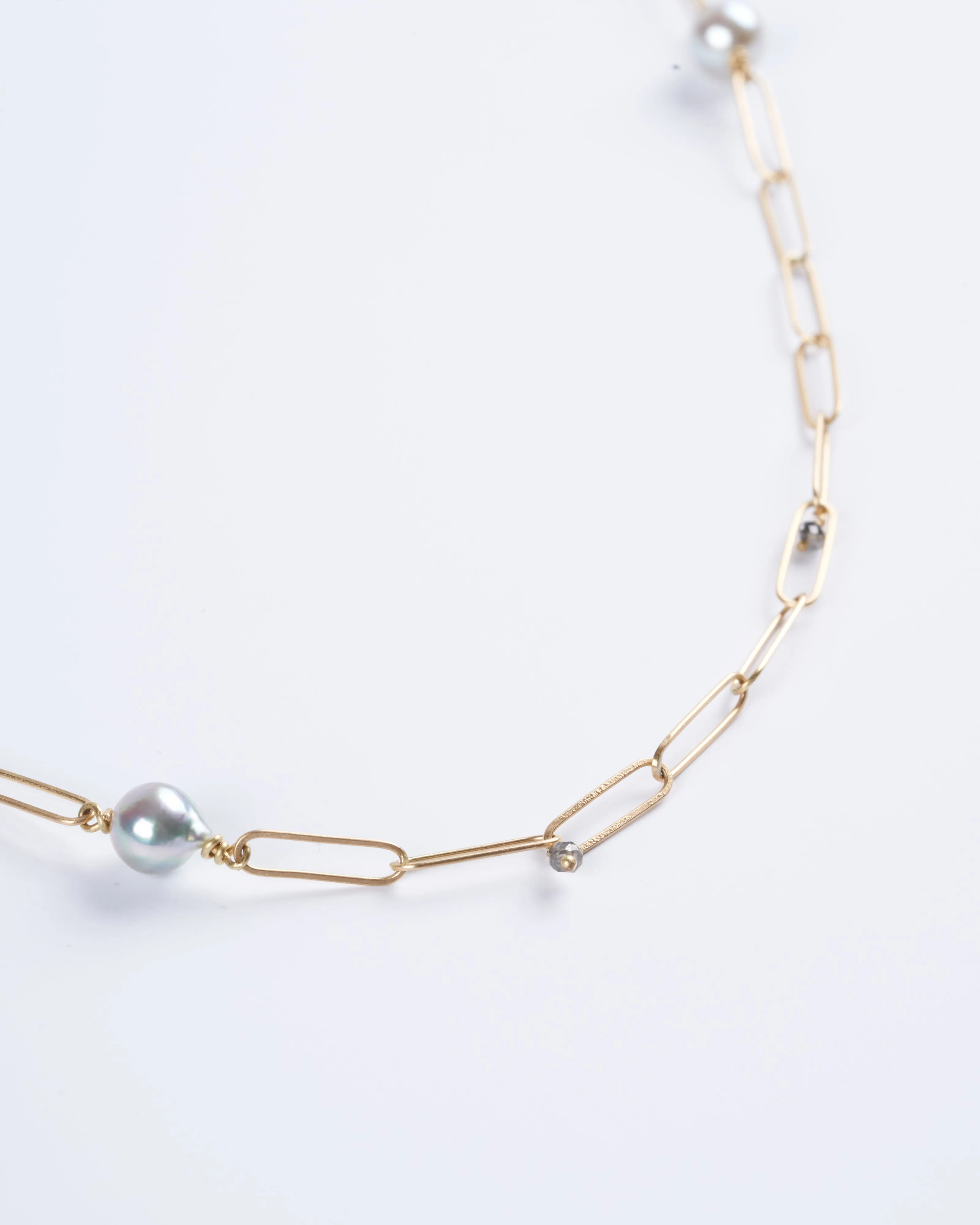 18k yellow gold popsicle chain with akoya pearls and diamonds
