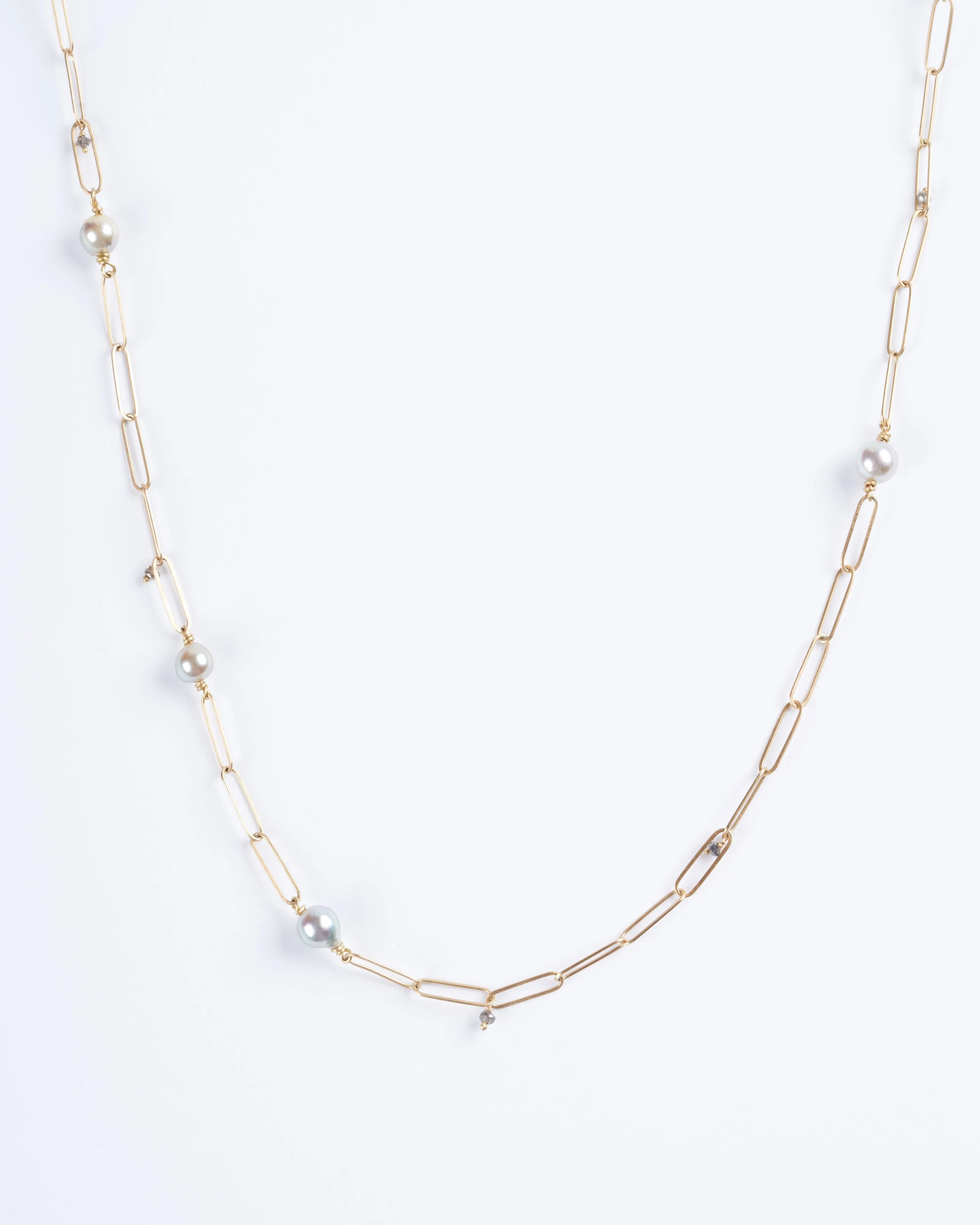 18k yellow gold popsicle chain with akoya pearls and diamonds