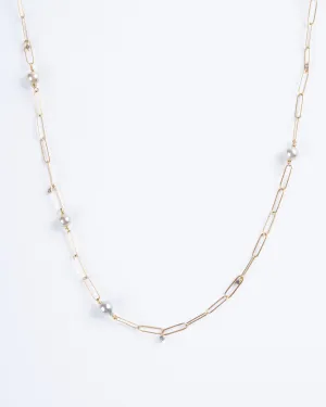 18k yellow gold popsicle chain with akoya pearls and diamonds