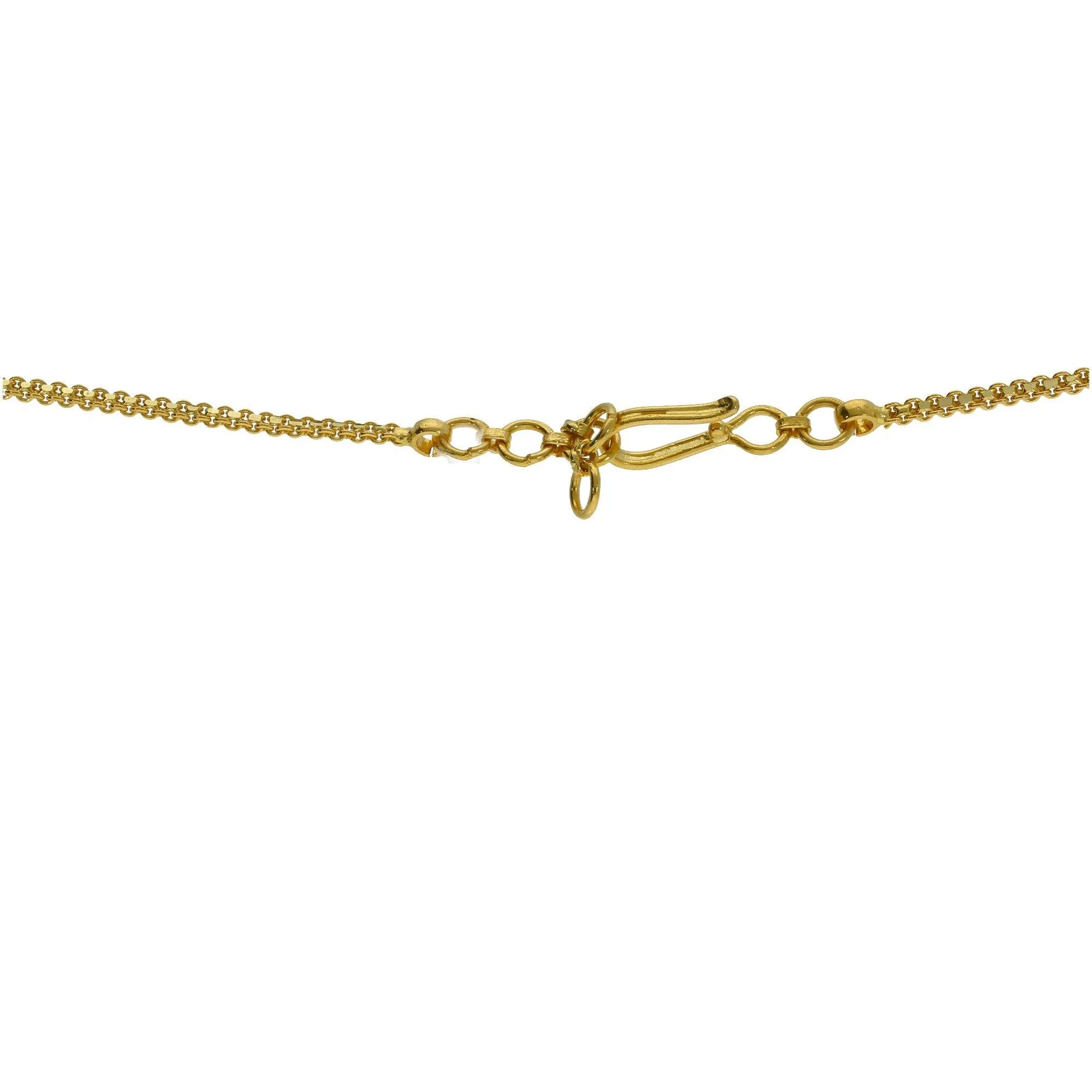 22K Yellow Gold Necklace & Jhumki Earrings Set W/ Egyptian Collar & Seashell Accents