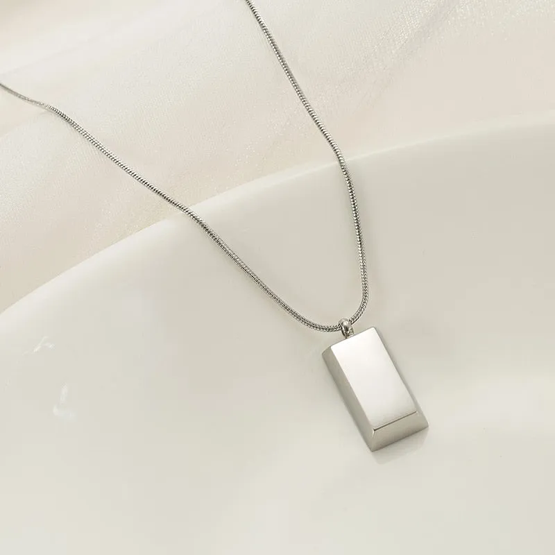 316L Stainless Steel Brick Pendant Necklace