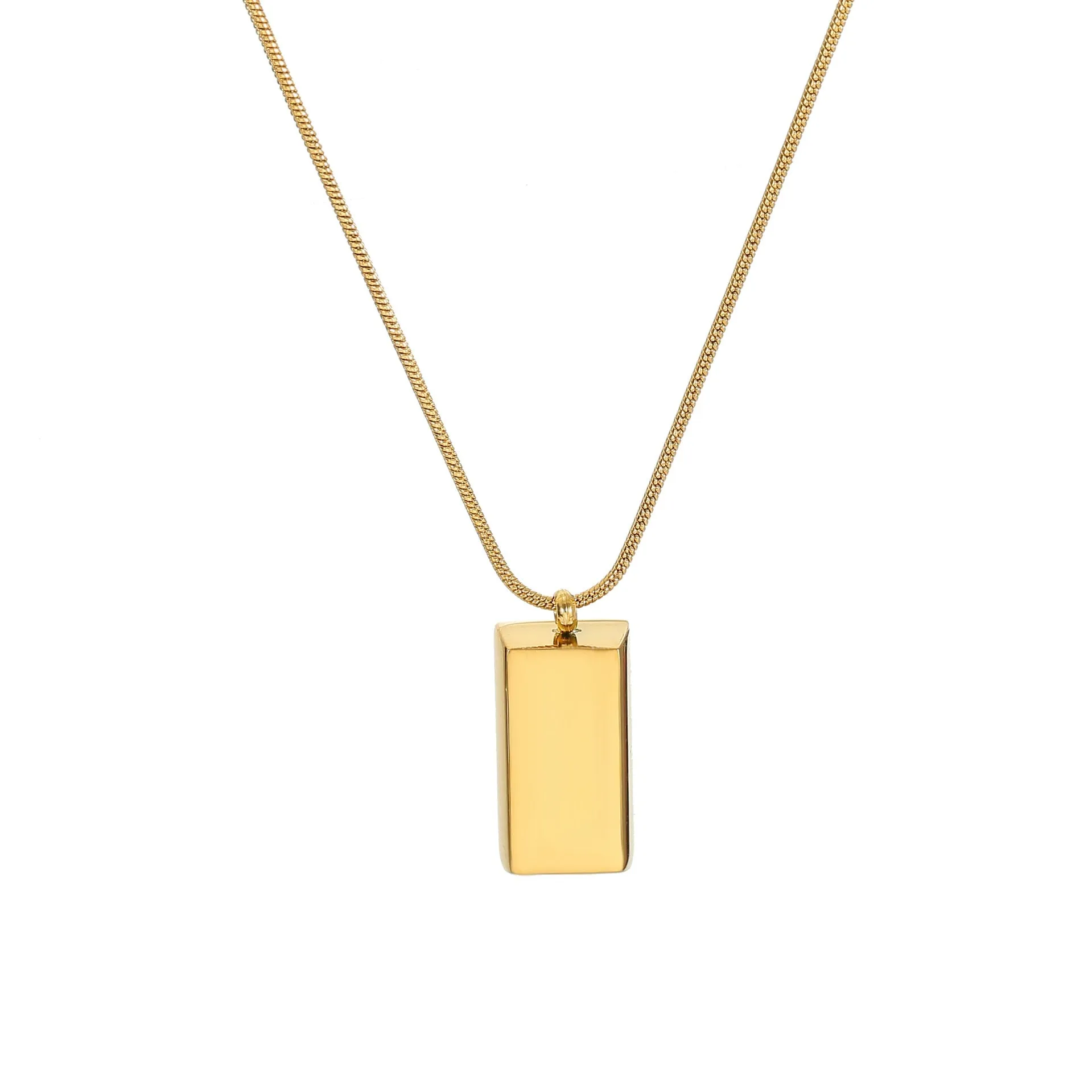 316L Stainless Steel Brick Pendant Necklace