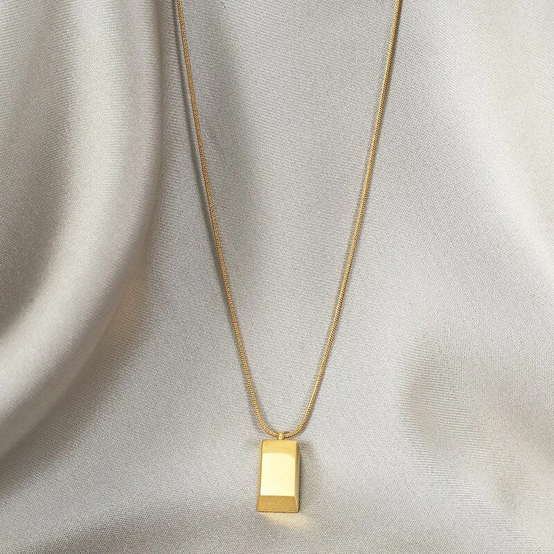 316L Stainless Steel Brick Pendant Necklace