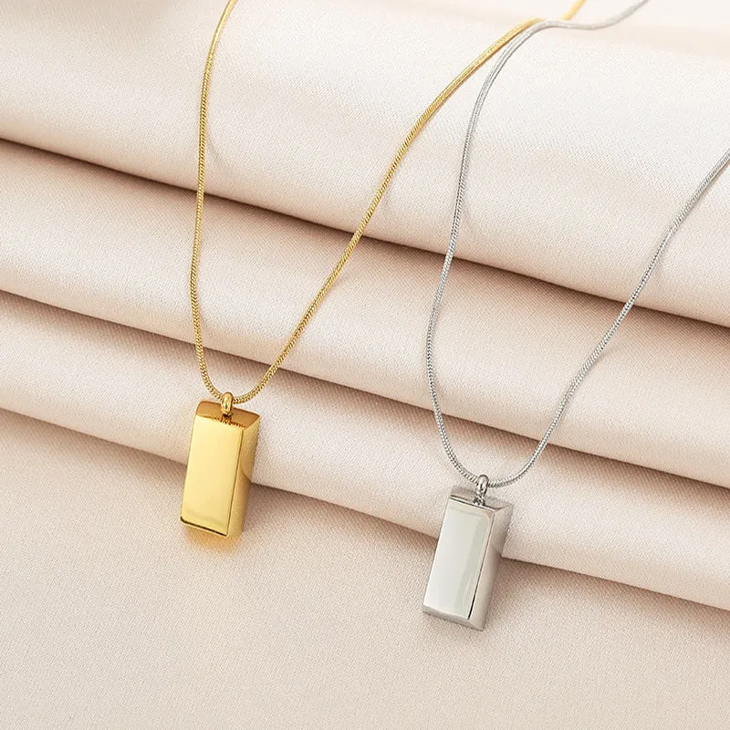 316L Stainless Steel Brick Pendant Necklace