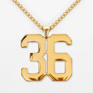36 Number Pendant with Chain Kids Necklace - Gold Plated Stainless Steel