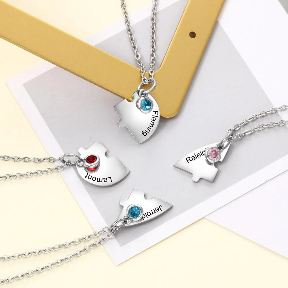 4pcs/Set Personalized Heart Mothers Day Necklace With Birthstones Mom Jewelry Gift For Mom Grandma Wife HT