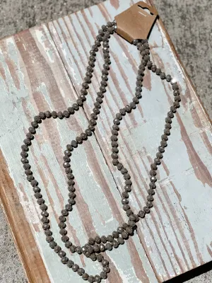 60" Bead Necklace ||  Gray   Gold Granite Mix