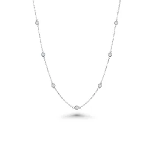 7 Stone Diamond By The Yard Necklace, Bezel Set Diamond Station Necklace (0.50 ct.) in 14K Gold