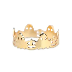 925 Silver Pumpkin Ghost Open Ring