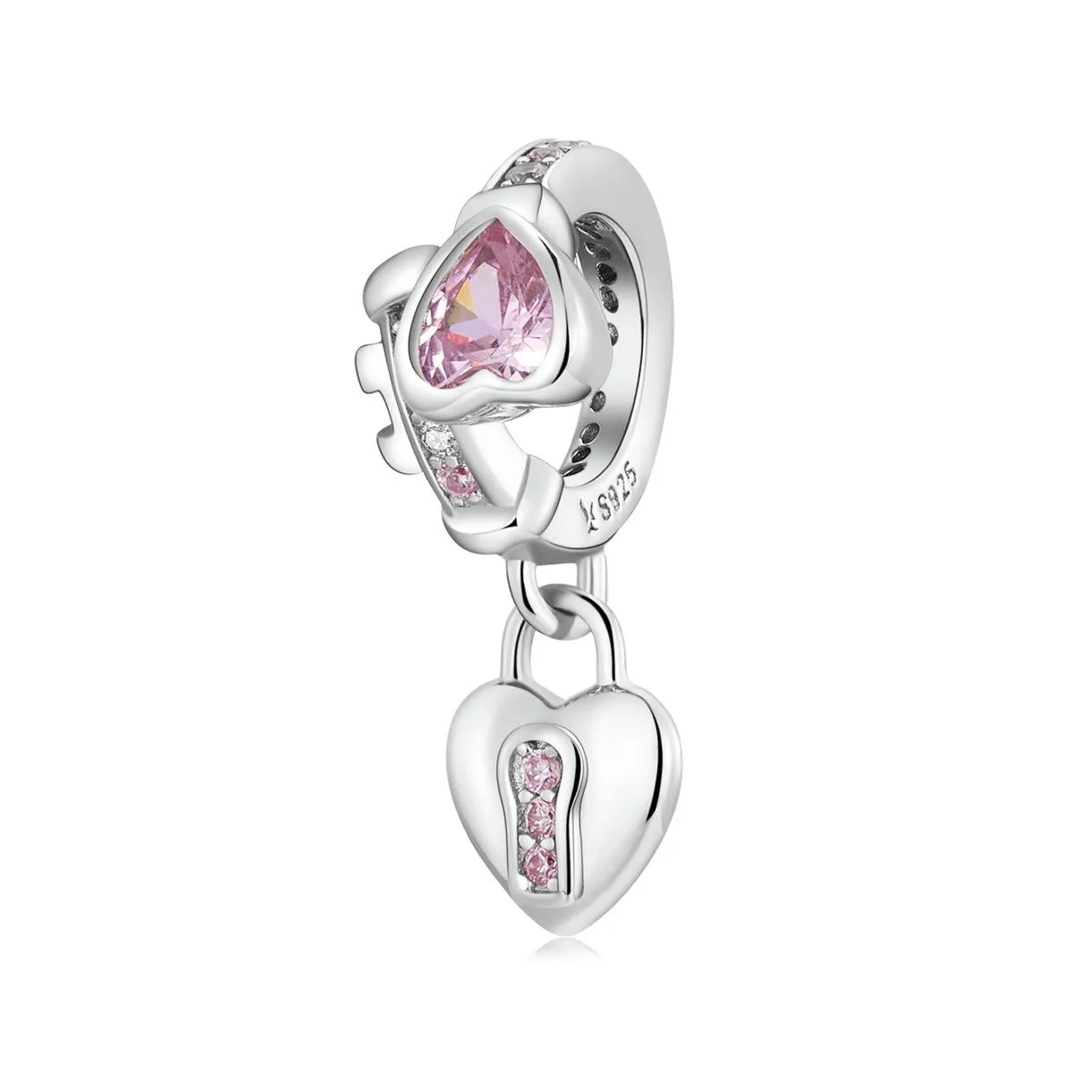 925 Sterling Silver Heart Lock Pendant For Diy Bracelets & Necklaces