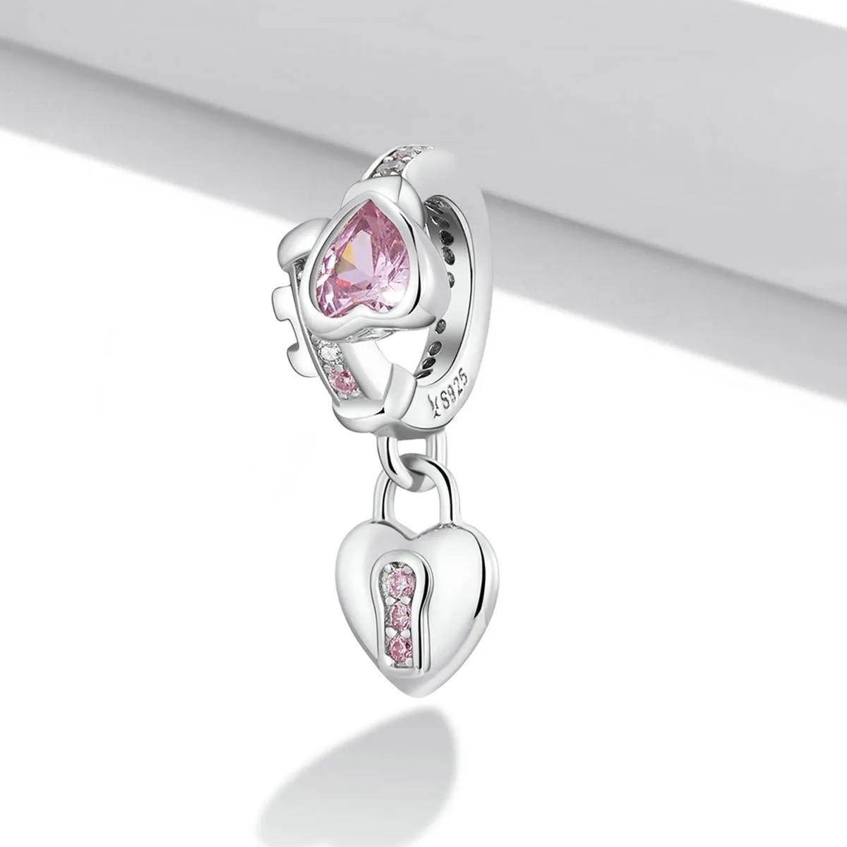 925 Sterling Silver Heart Lock Pendant For Diy Bracelets & Necklaces