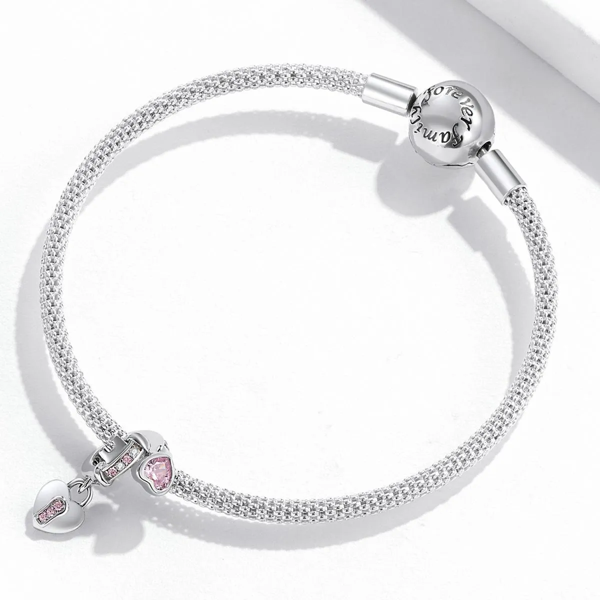 925 Sterling Silver Heart Lock Pendant For Diy Bracelets & Necklaces