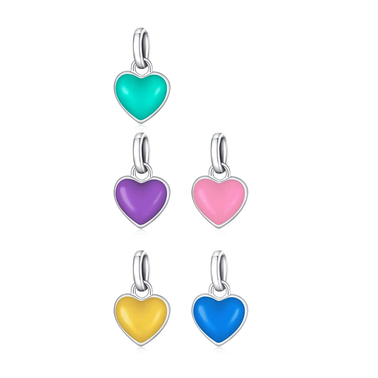 925 Sterling Silver Heart Pendant For Diy Bracelets & Necklaces