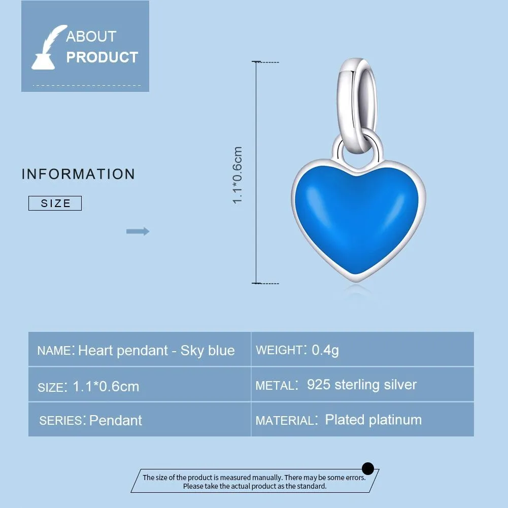 925 Sterling Silver Heart Pendant For Diy Bracelets & Necklaces