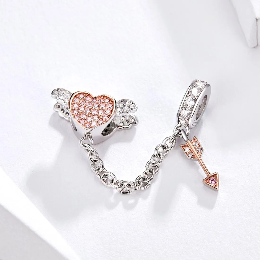 925 Sterling Silver Heart Safety Chain For Diy Bracelets