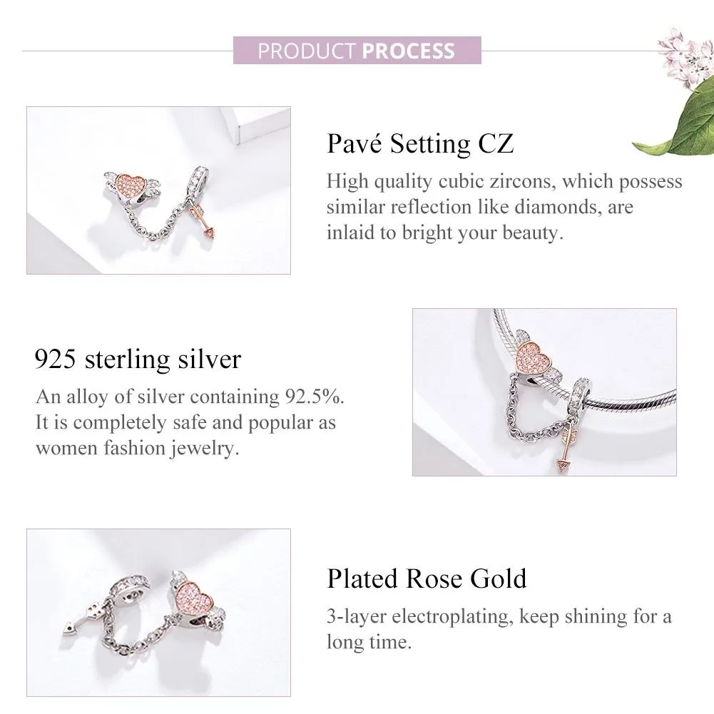 925 Sterling Silver Heart Safety Chain For Diy Bracelets