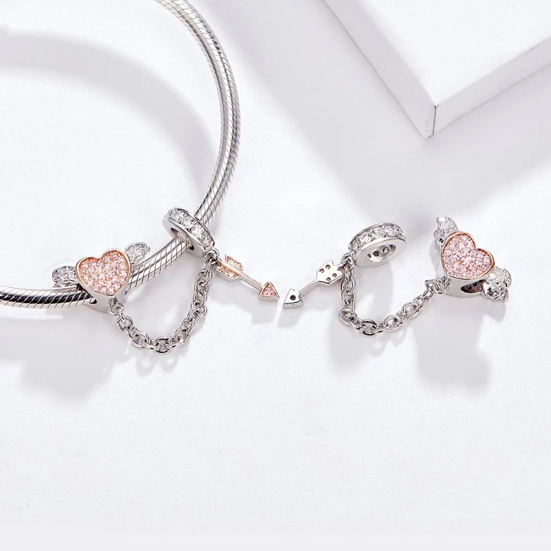 925 Sterling Silver Heart Safety Chain For Diy Bracelets