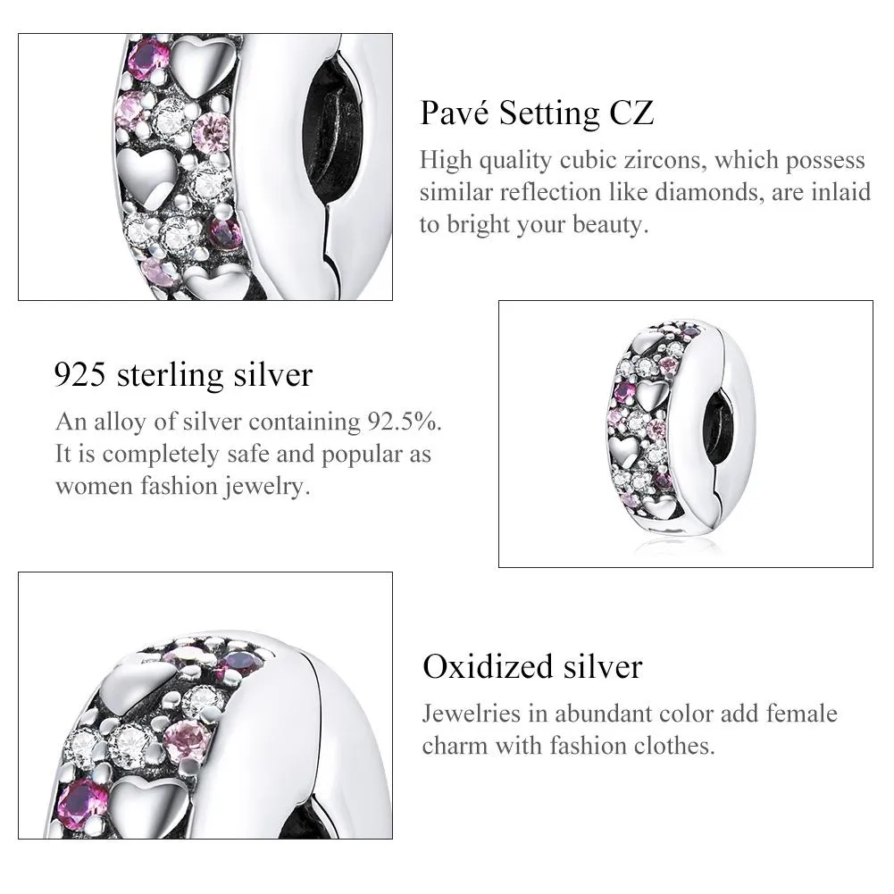 925 Sterling Silver Sparkling Love Beads For Diy Bracelets & Necklaces