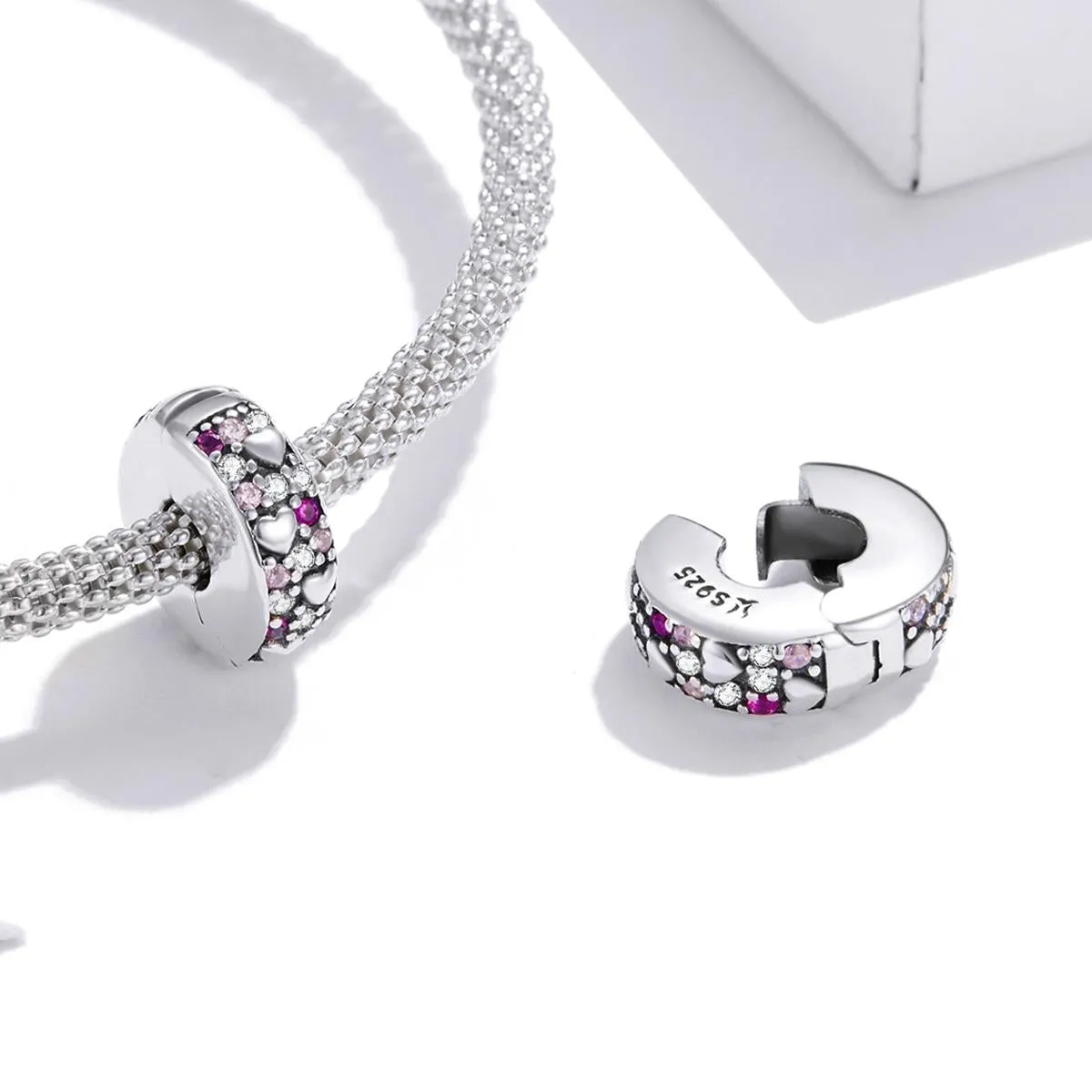 925 Sterling Silver Sparkling Love Beads For Diy Bracelets & Necklaces