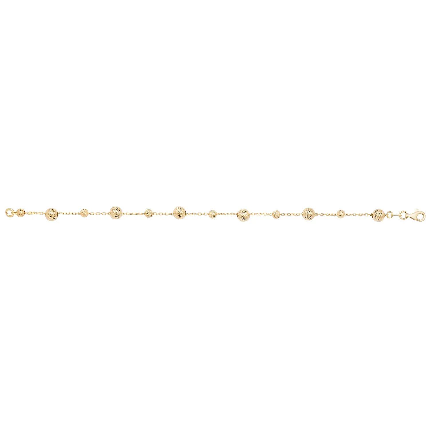 9CT GOLD DIAMOND CUT FULL BEADED BRACELET