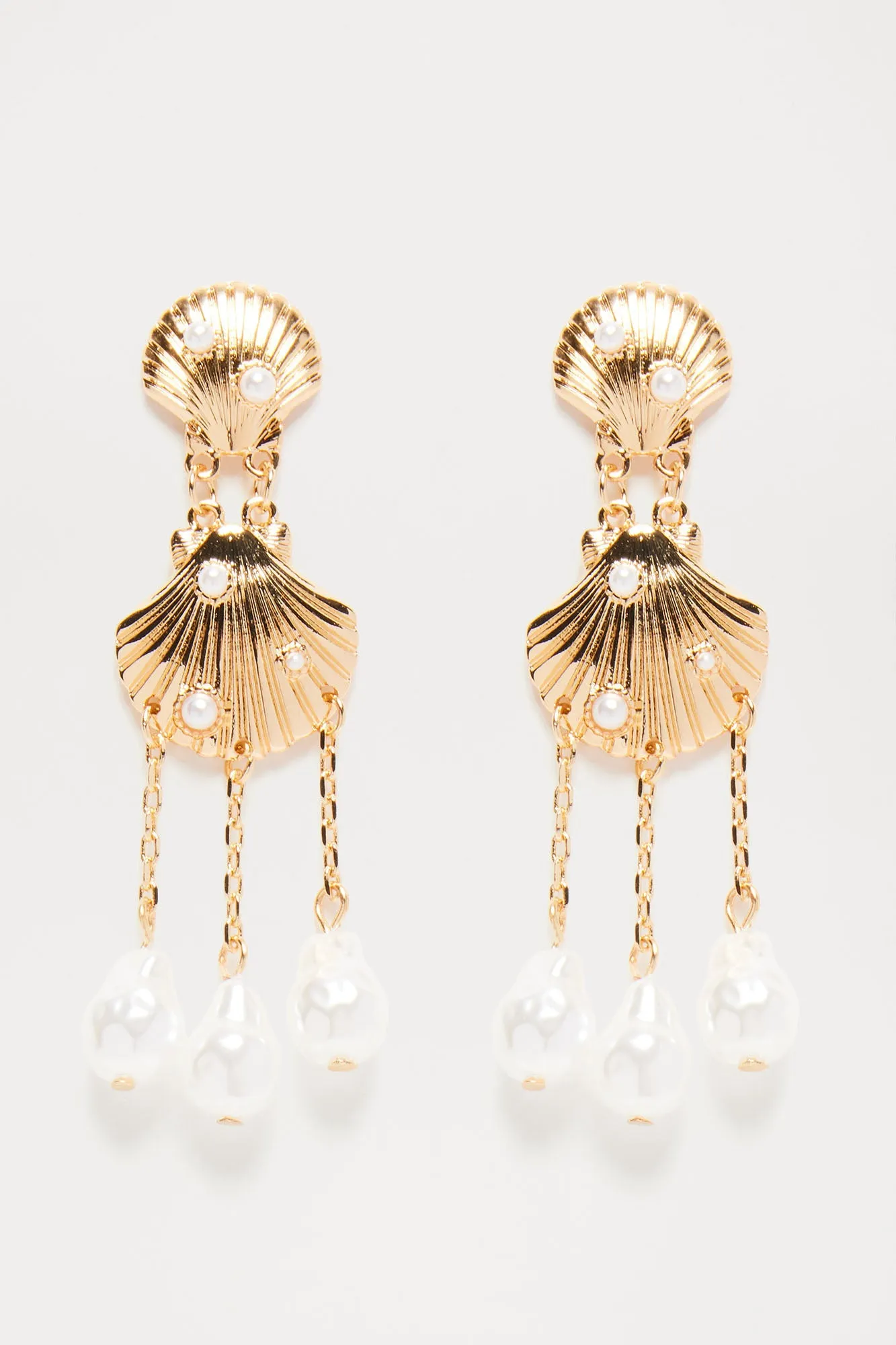Abundance Of Pearls Earrings - Gold