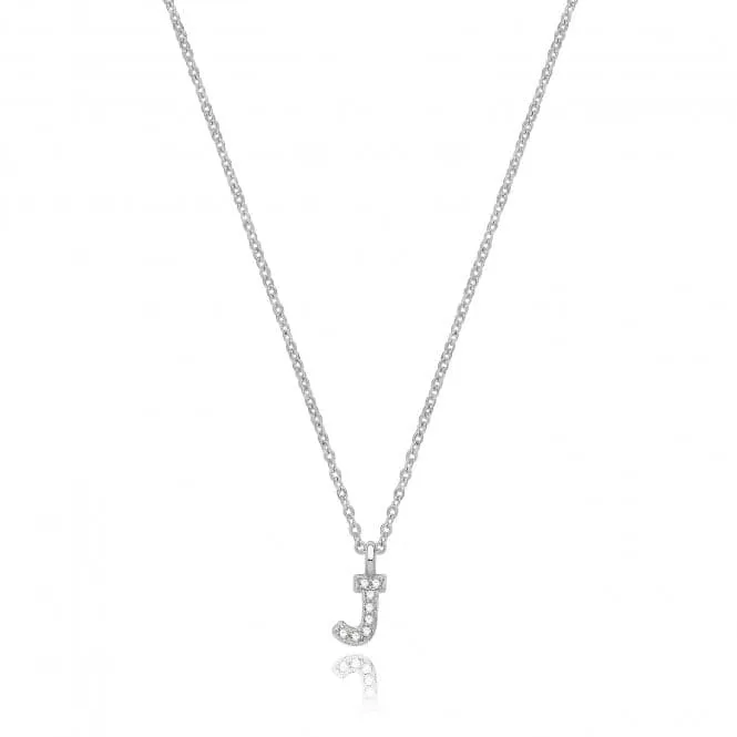 Acotis Silver Necklace Rhodium Plated Zirconia Initial G3395/J