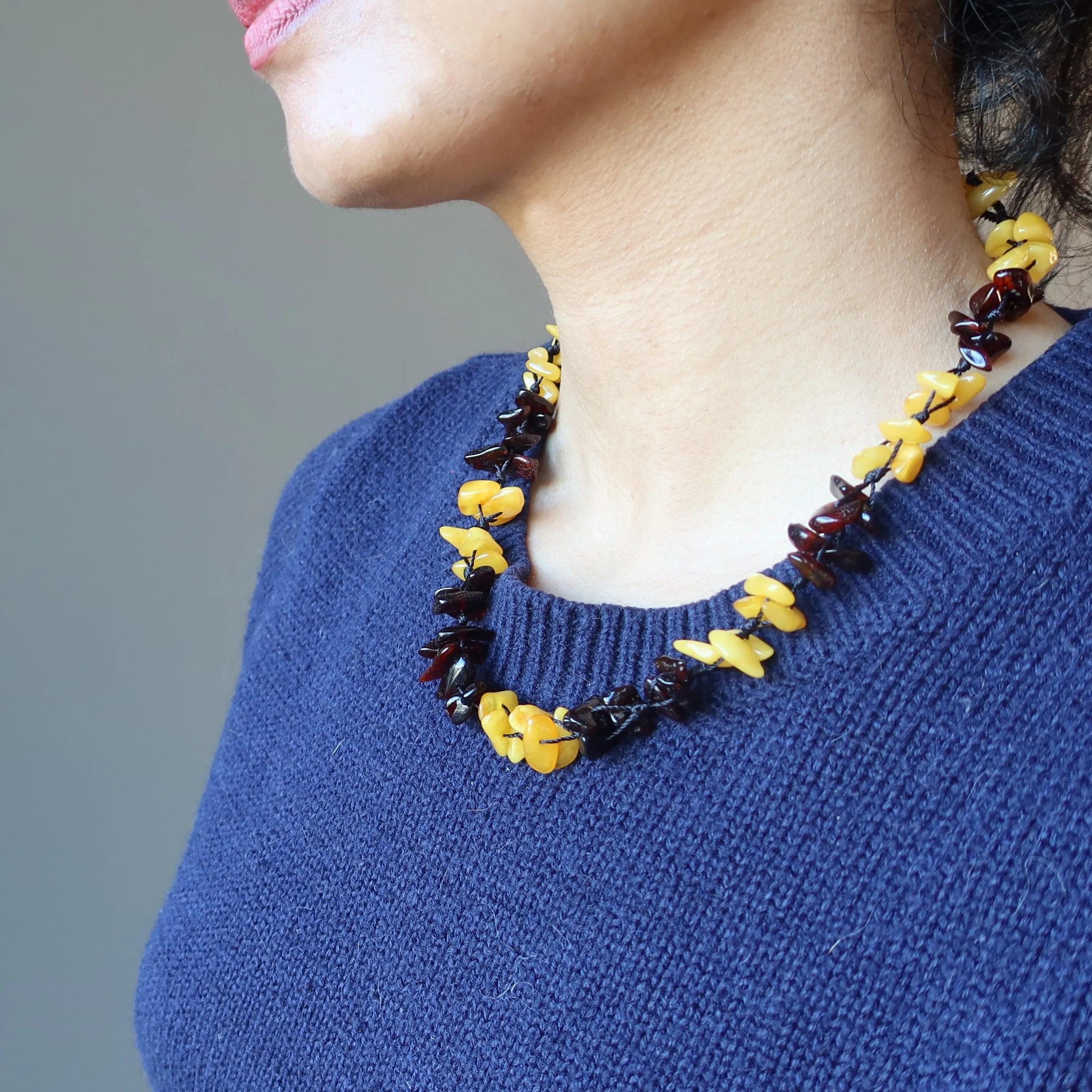 Amber Necklace Beautiful as a Butterfly Baltic Gems Yellow Red