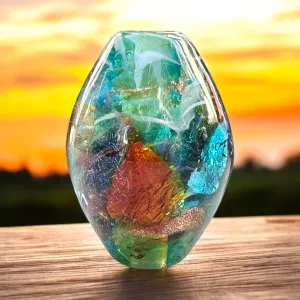 Aqua Rainbow Lampwork Focal Bead SRA