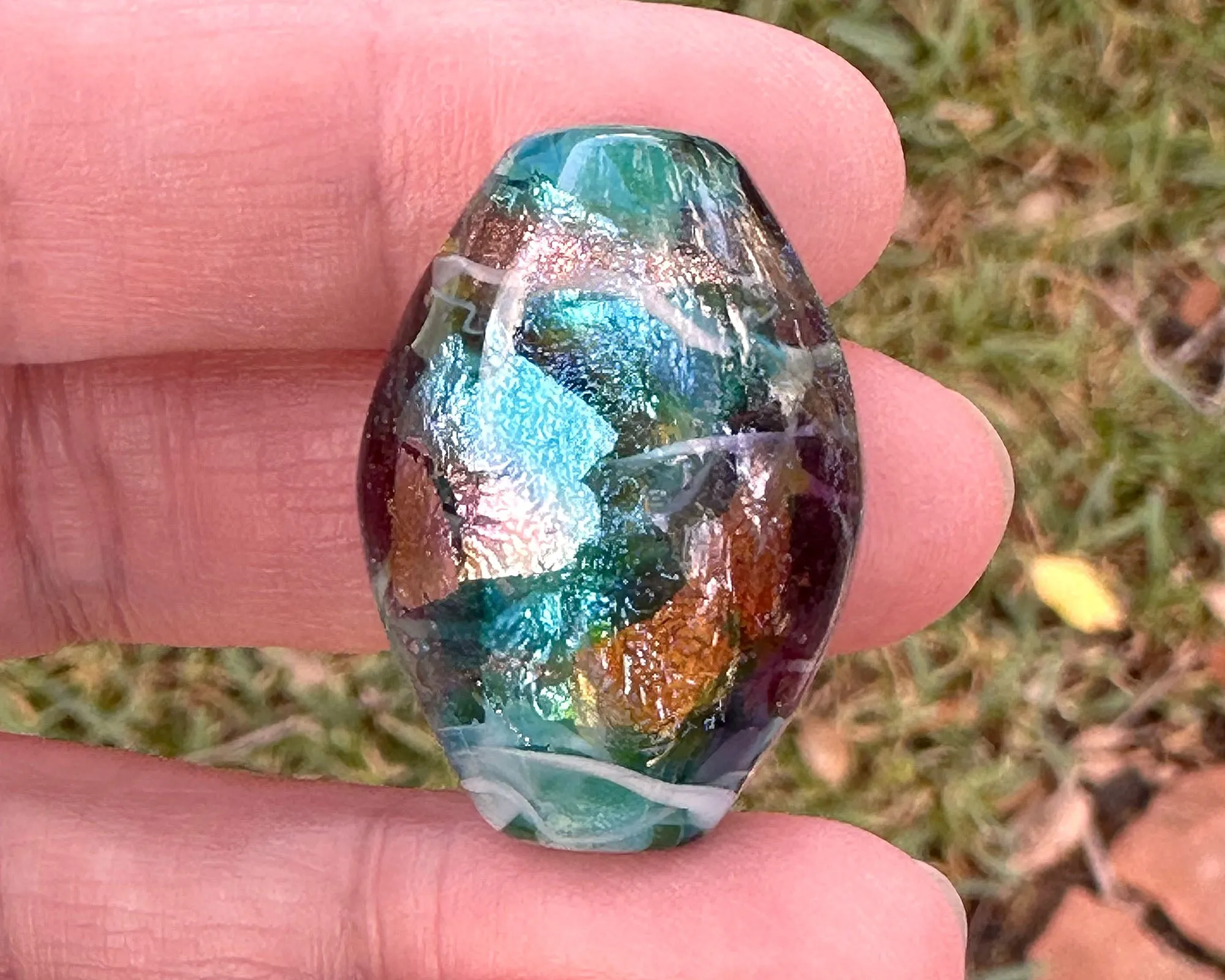 Aqua Rainbow Lampwork Focal Bead SRA