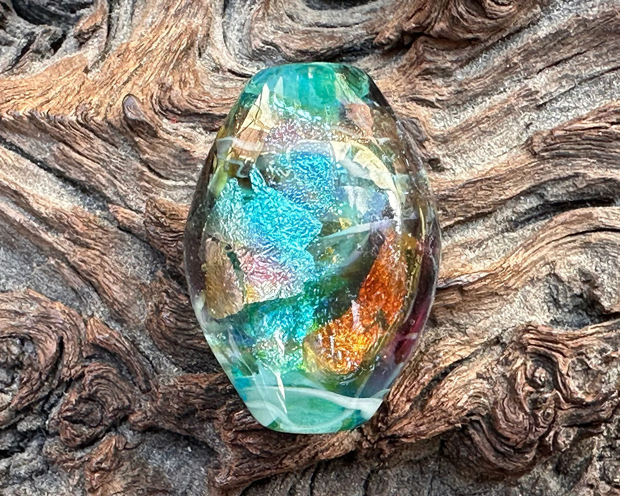 Aqua Rainbow Lampwork Focal Bead SRA