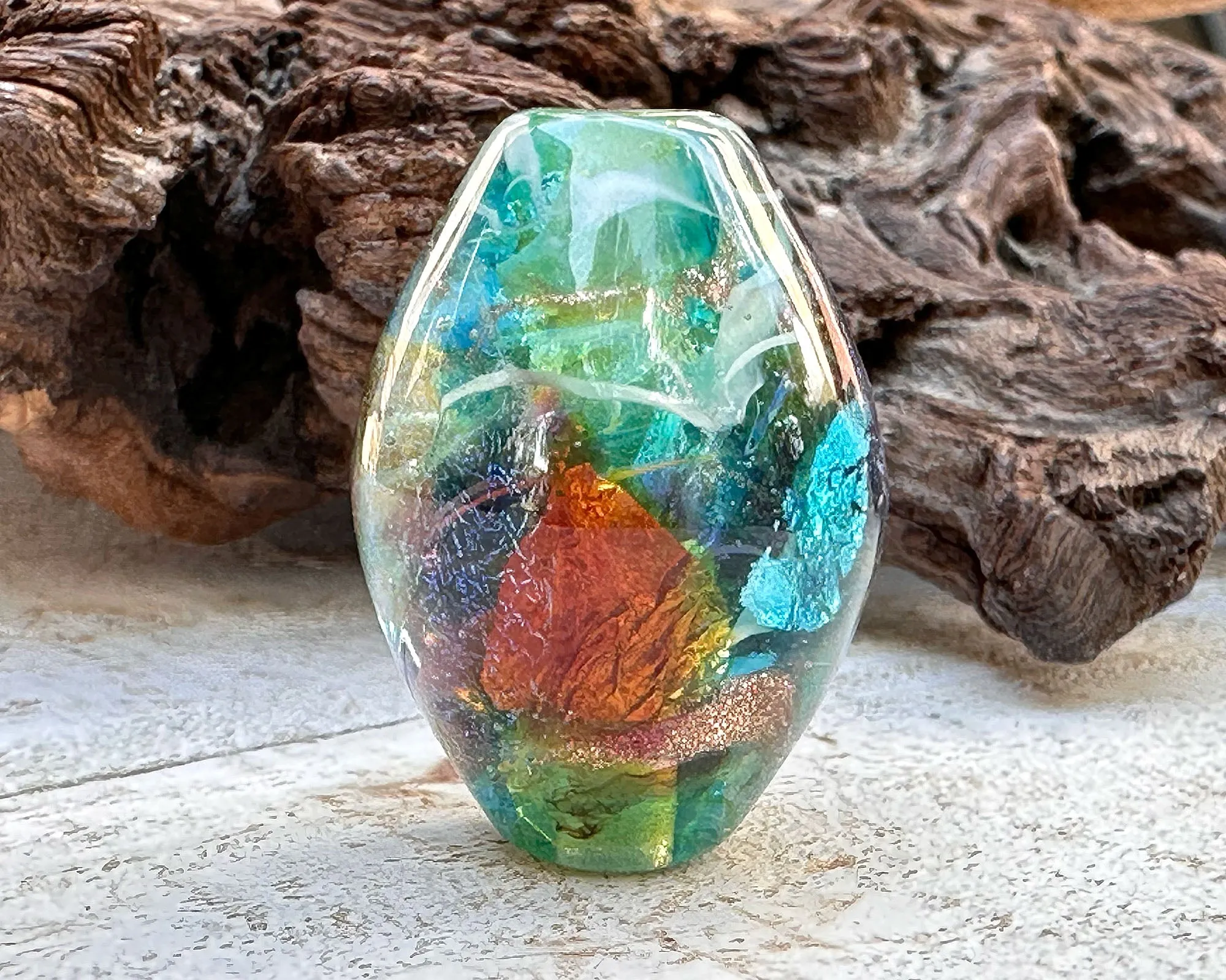 Aqua Rainbow Lampwork Focal Bead SRA