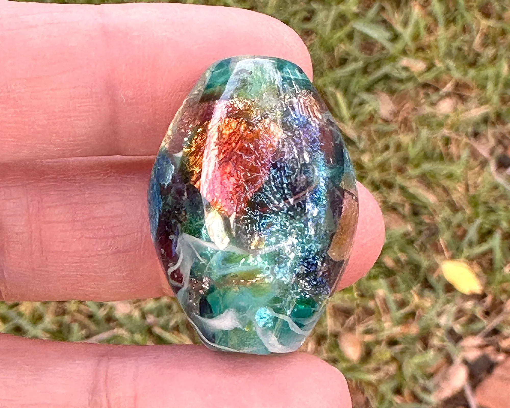 Aqua Rainbow Lampwork Focal Bead SRA