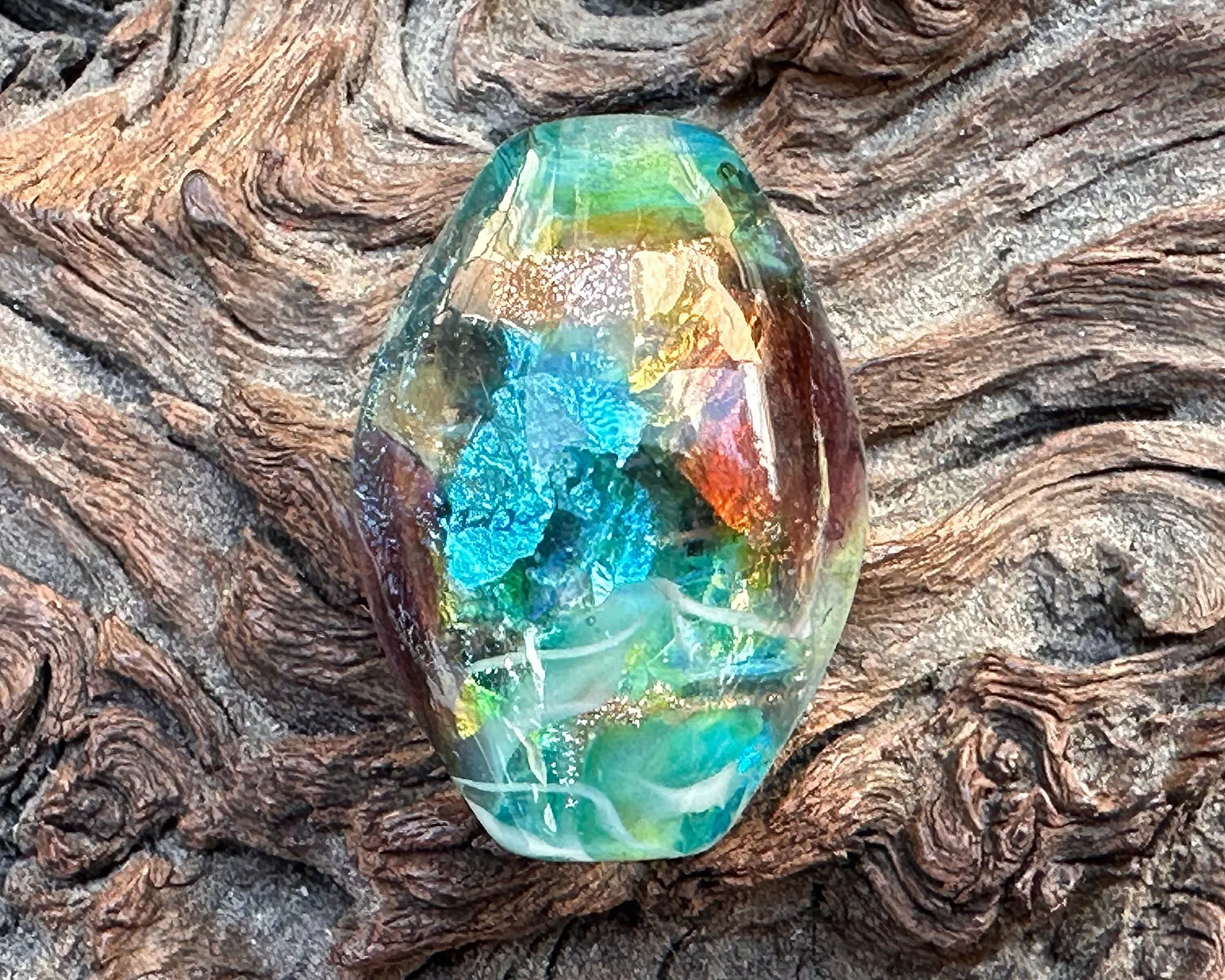 Aqua Rainbow Lampwork Focal Bead SRA
