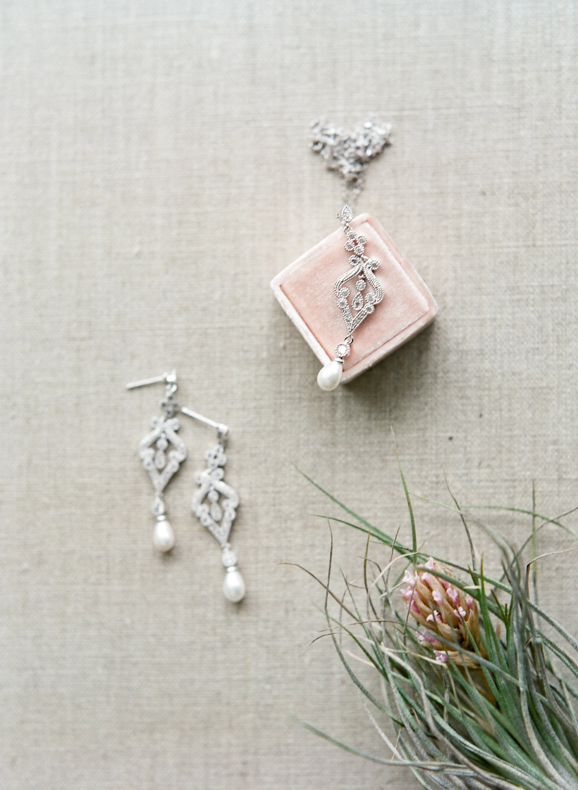 AURELIE Simulated Diamond and Pearl Drop Necklace