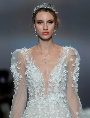AURELIE Simulated Diamond and Pearl Drop Necklace