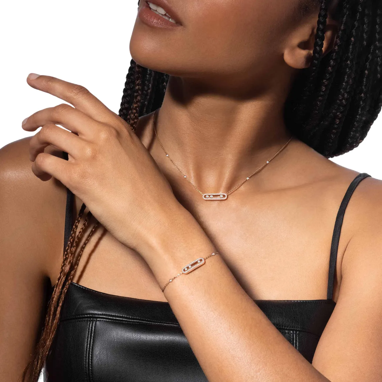 Baby Move 18K Rose Gold Pavé Diamond Necklace