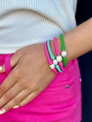 Bali Freshwater Pearl Silicone Bracelets